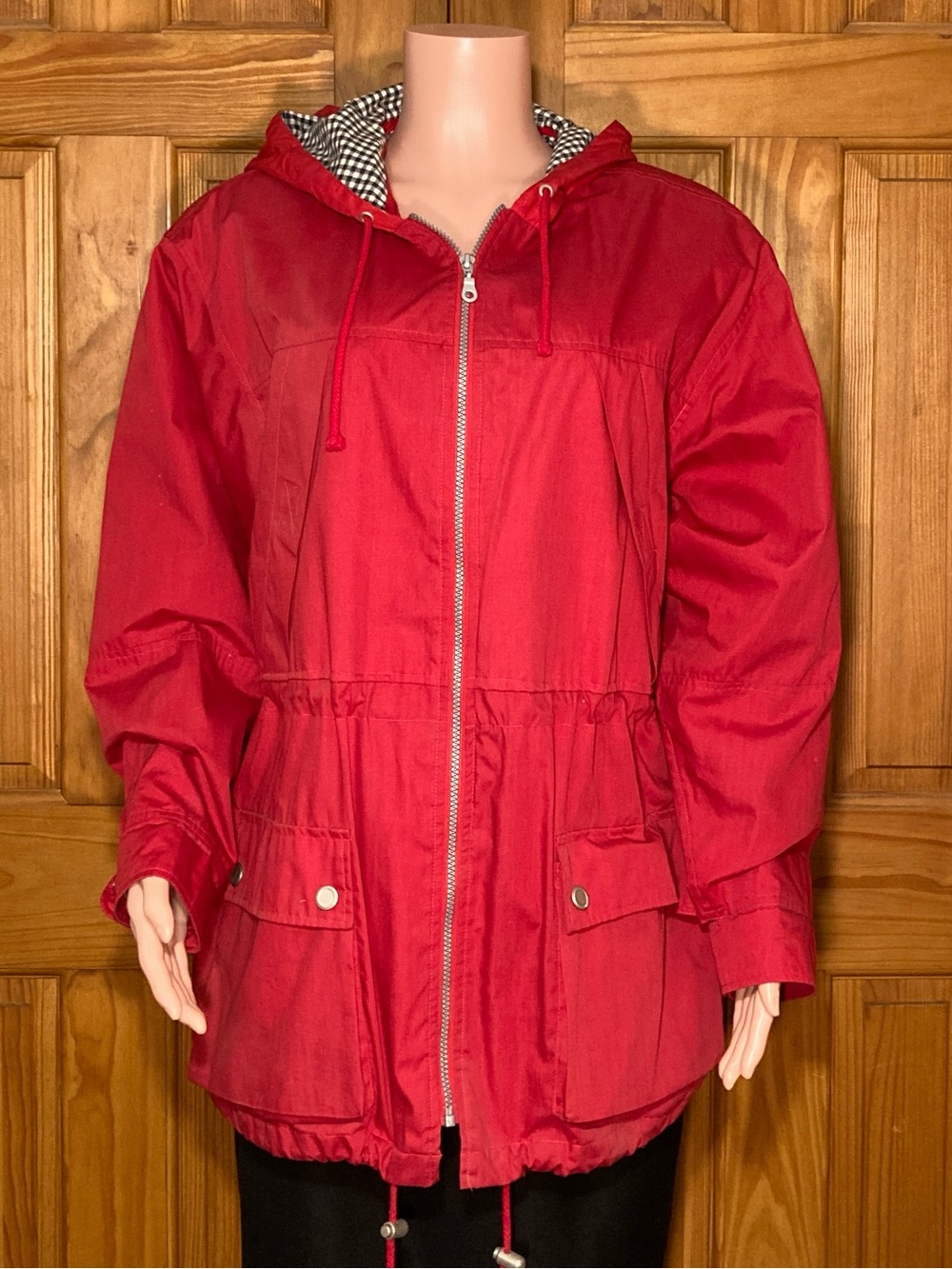 EUC JLC Vintage 80s 90s Lightweight Hooded Raincoat Jacket Red Size M Medium